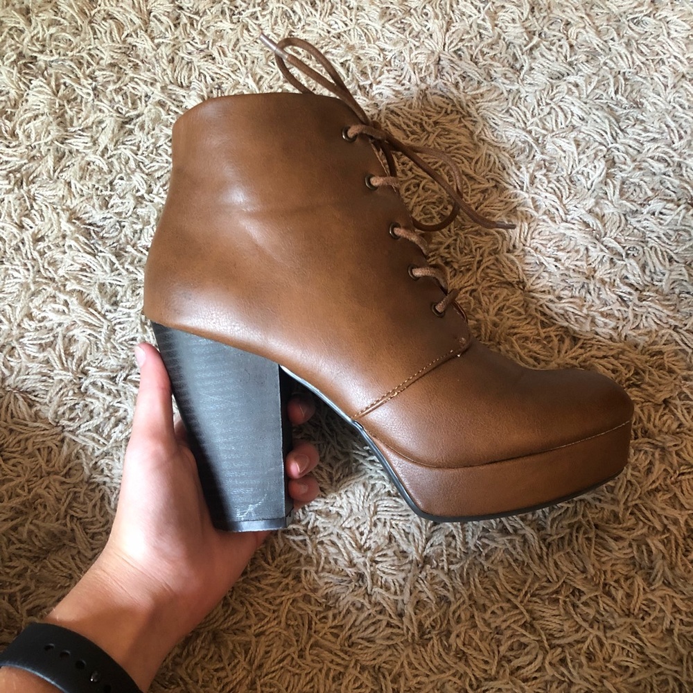Lace up brown booties